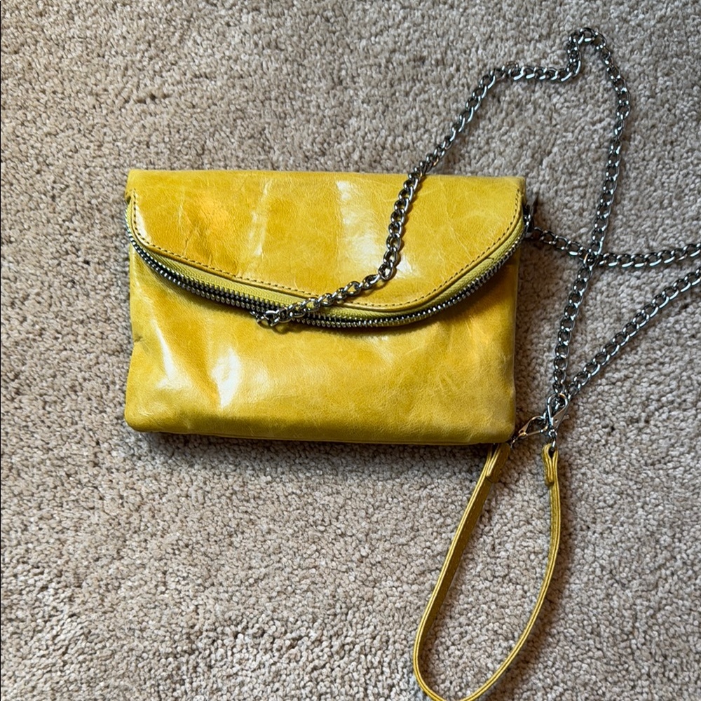 HOBO Yellow Leather Clutch with Chain Strap